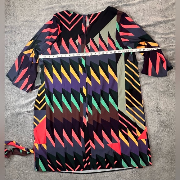 NWT Eloquii Multi-color Abstract Dress with Bell Sleeves - Picture 2 of 5